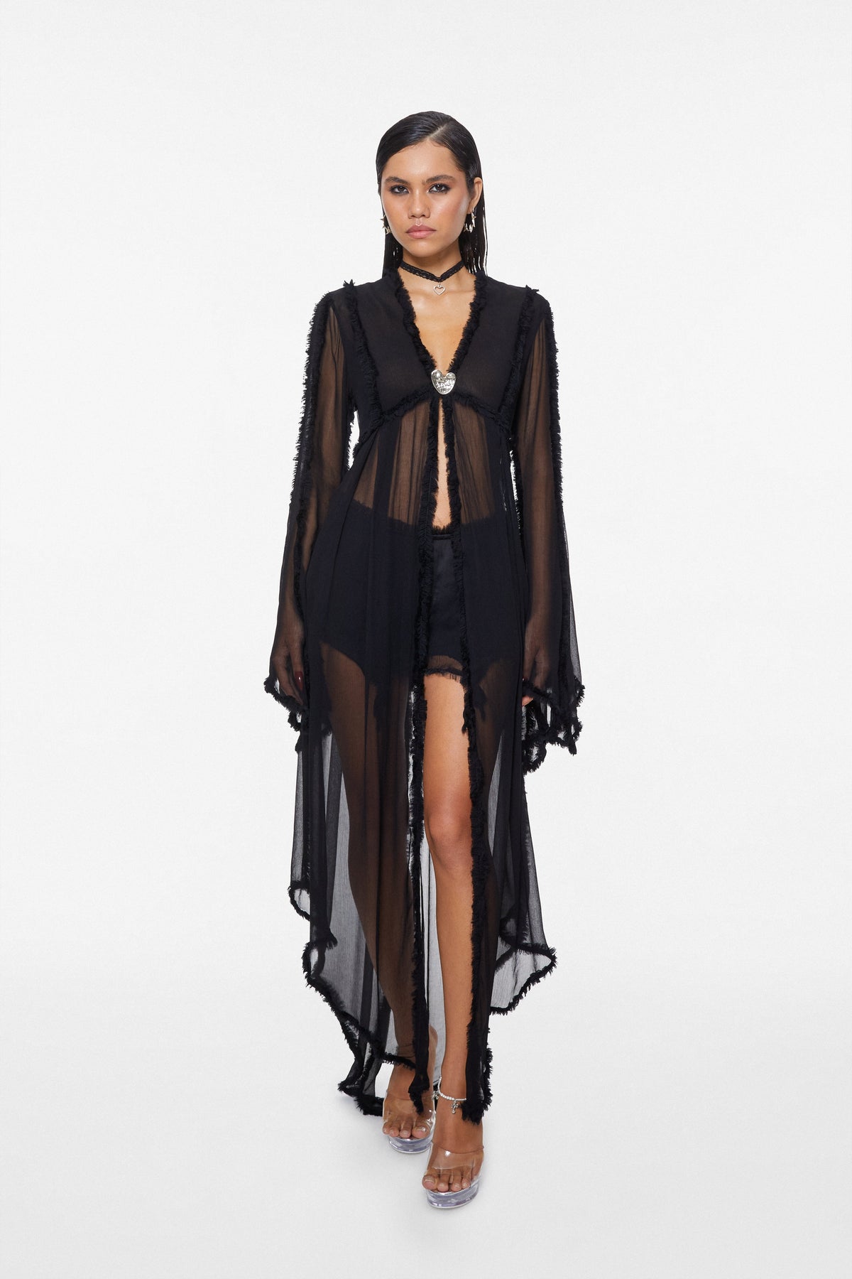Mistress Chiffon Robe Black