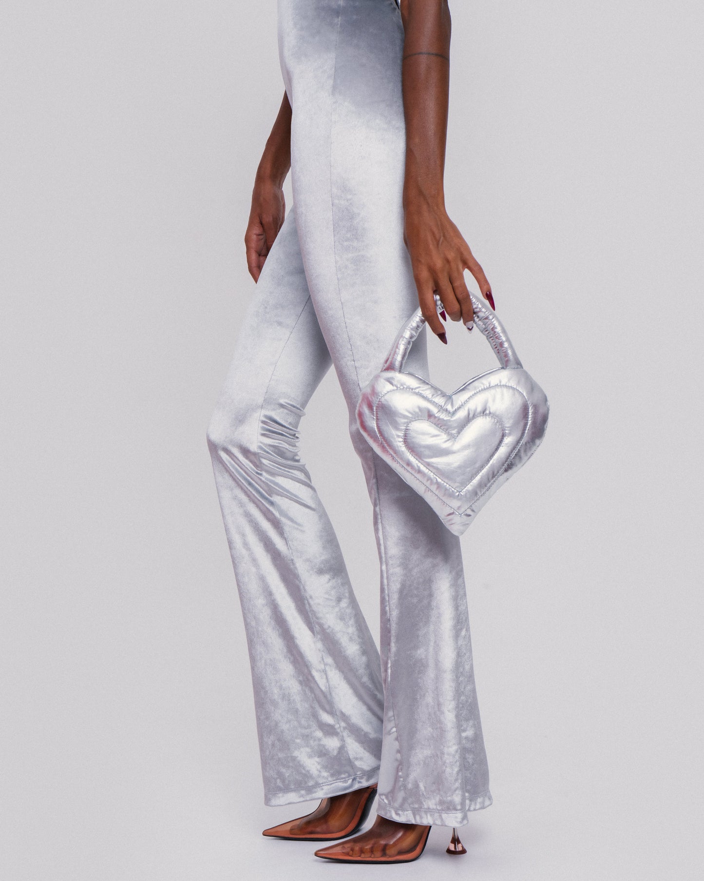 Puffer Heart Bag Mini Metallic