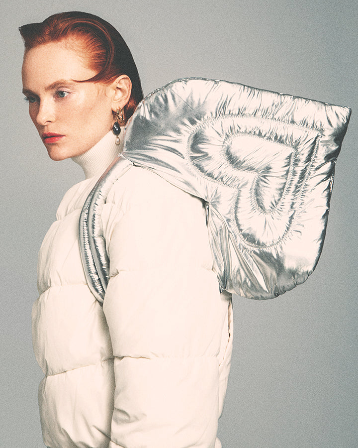 Puffer Heart Bag Large Metallic