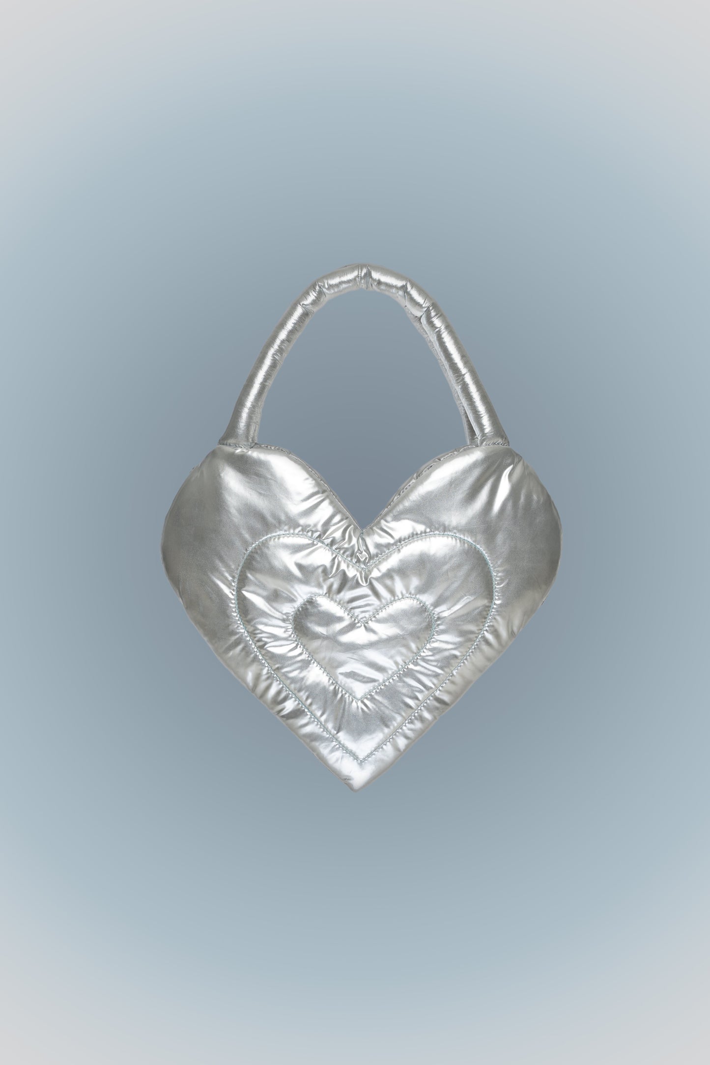 Puffer Heart Bag Large Metallic