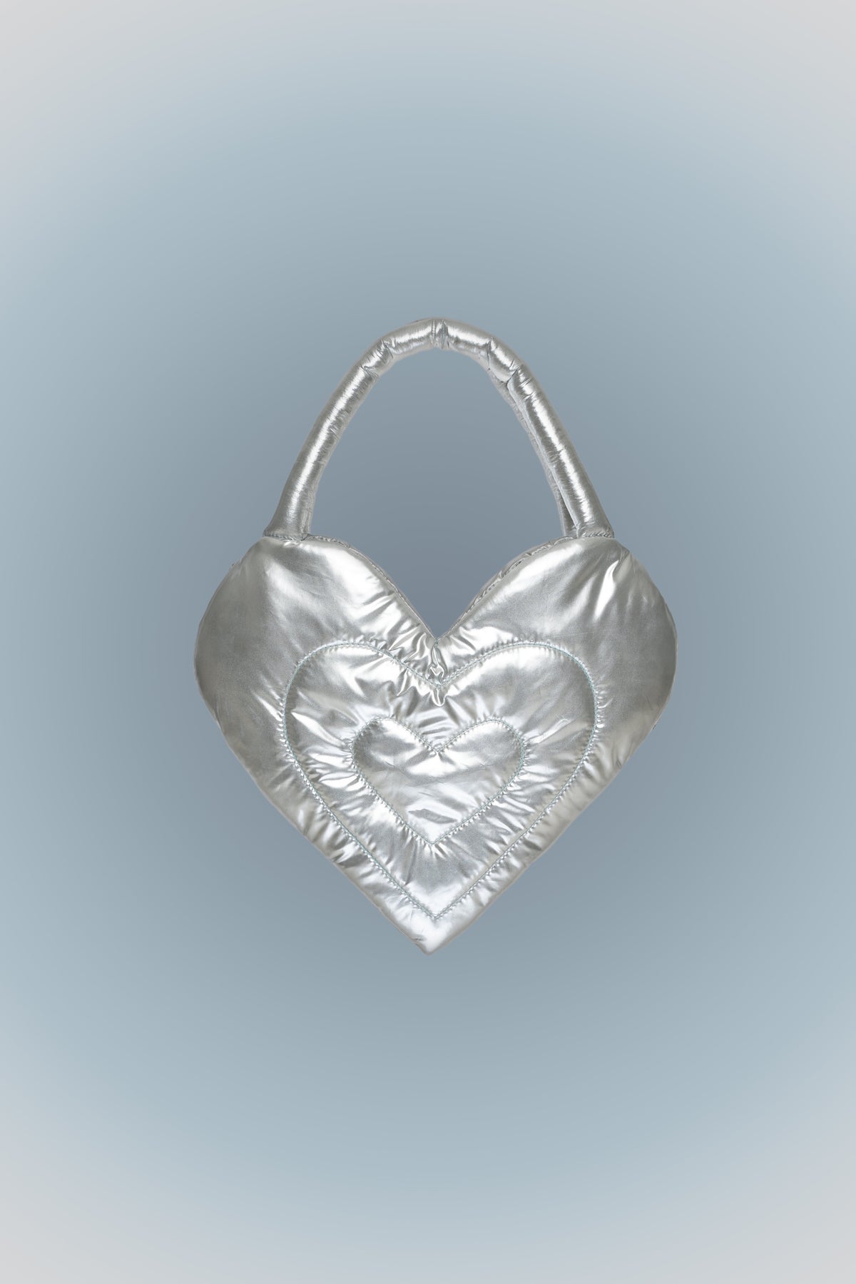 Puffer Heart Bag Large Metallic