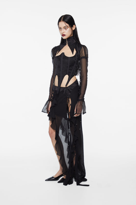 Tear Maxi Skirt Black