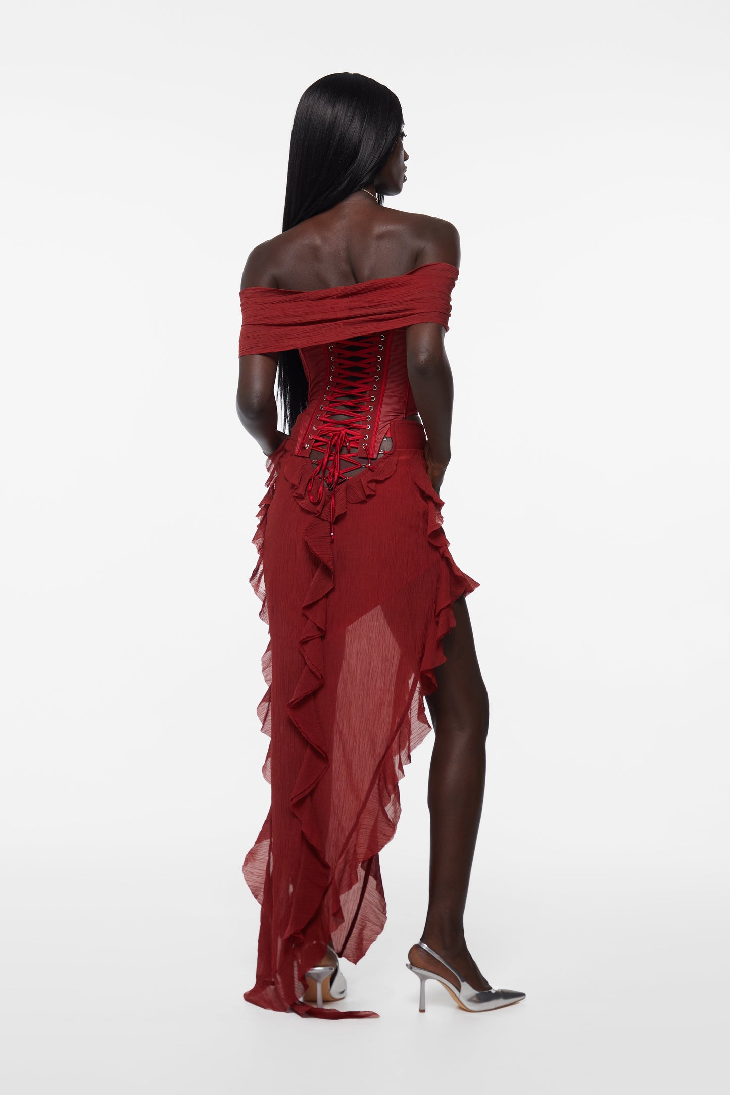 Tear Maxi Skirt Red