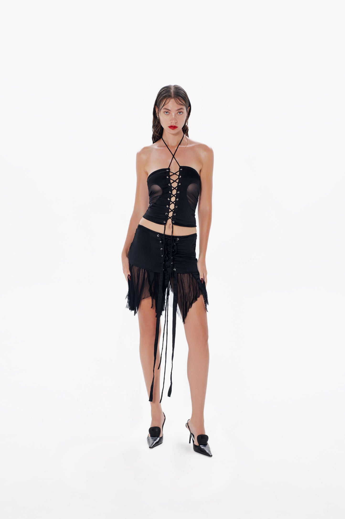 Gathered Heart Top Black