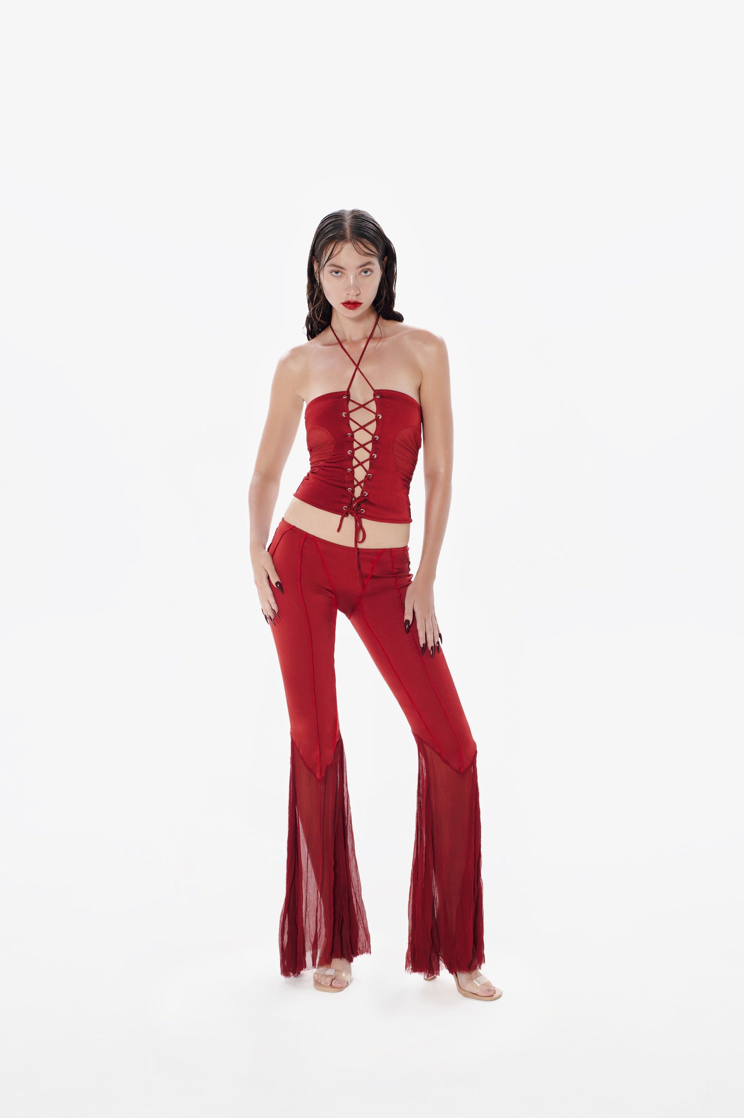 Gathered Heart Top Red