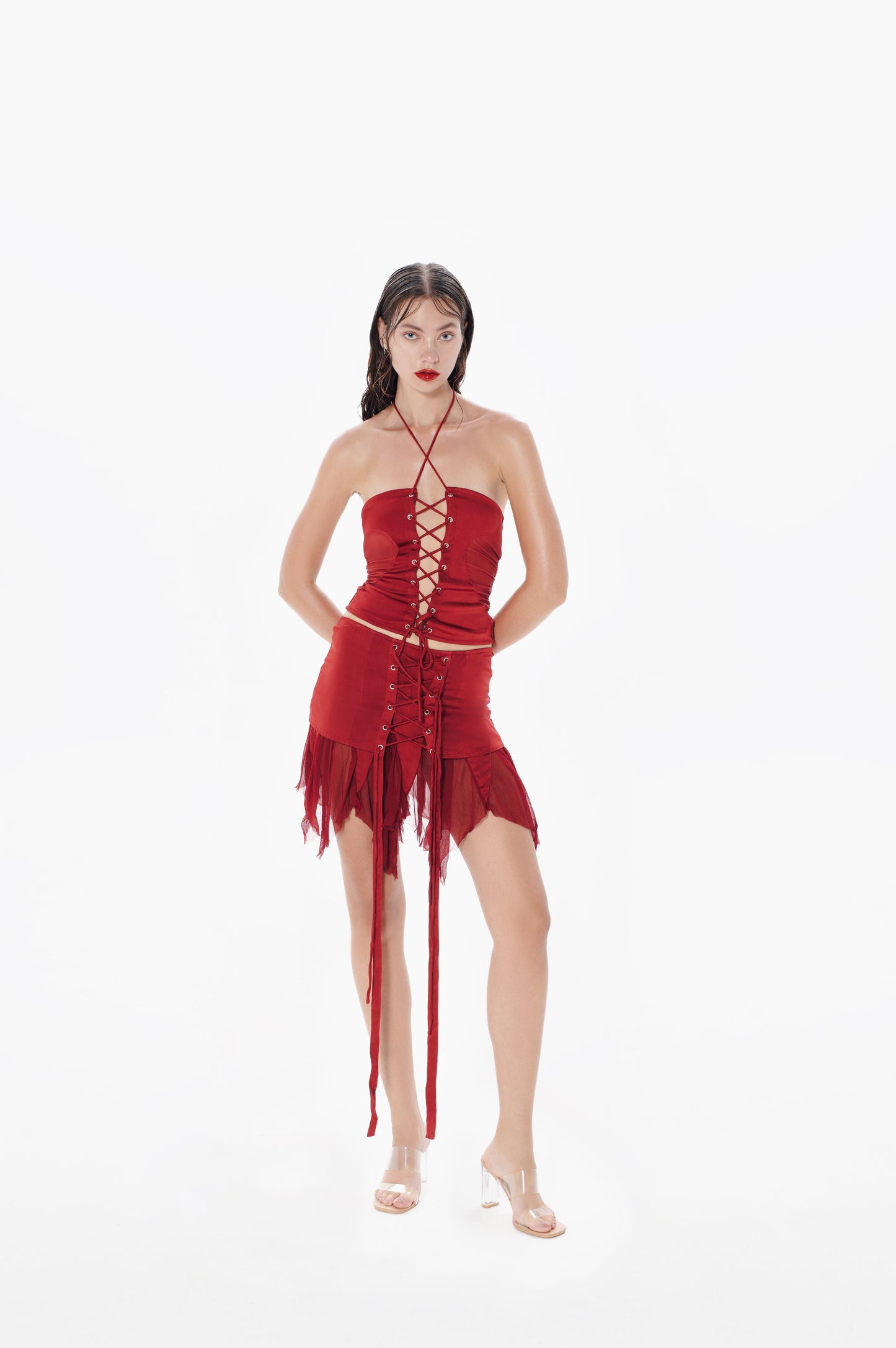 Gathered Heart Top Red