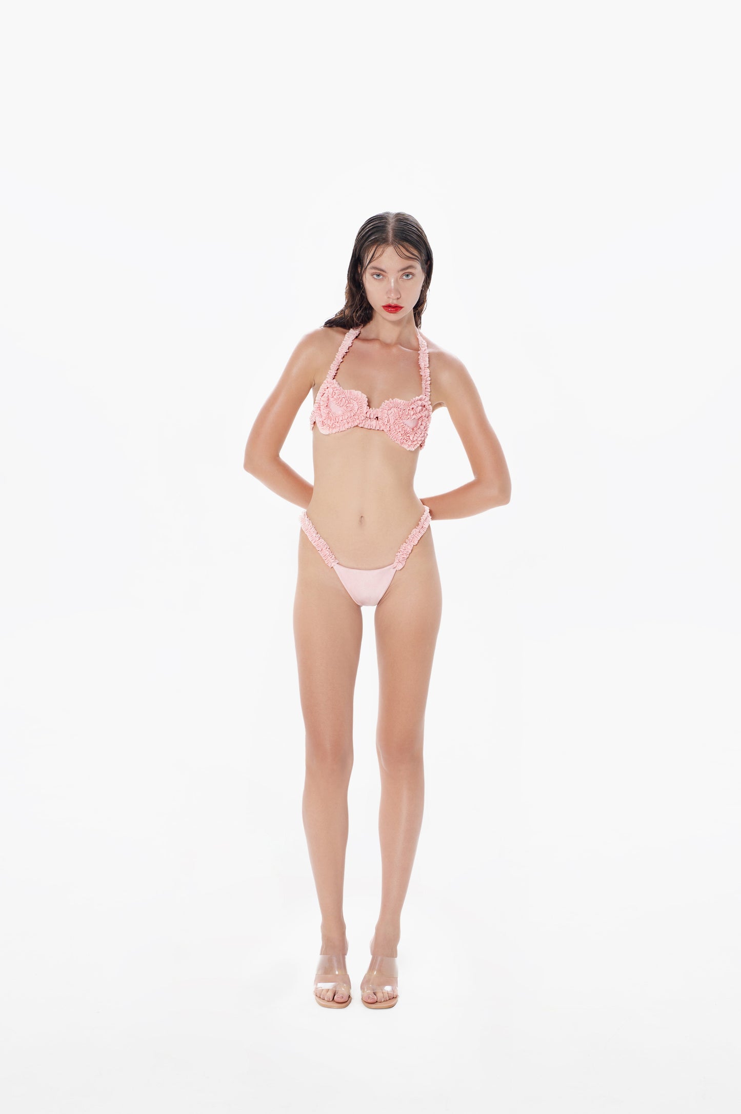 Ruffled Heart Bikini Bottom Blush