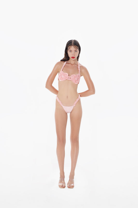 Ruffled Heart Bikini Top Blush