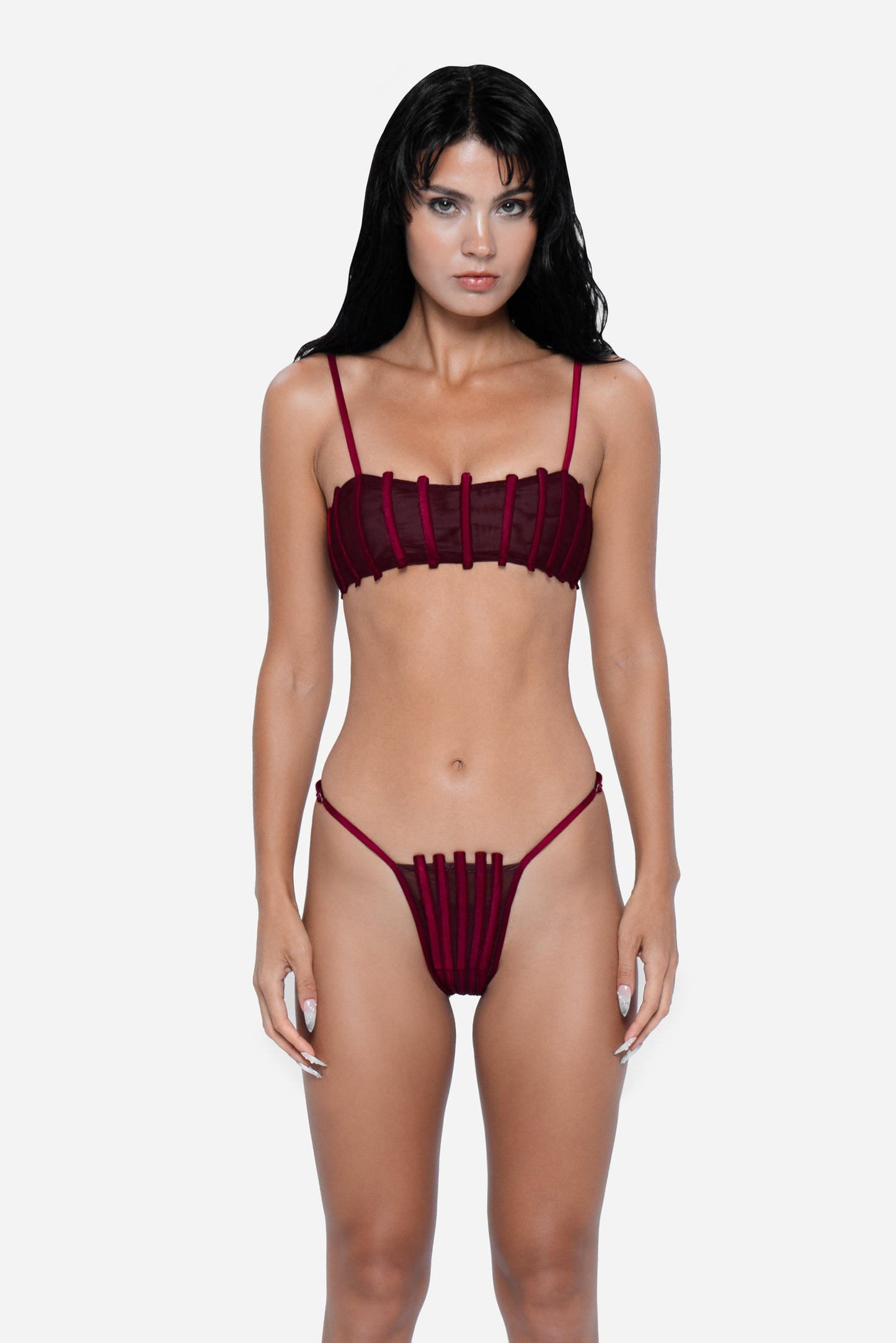 Corset Bikini Bottom Wine Red