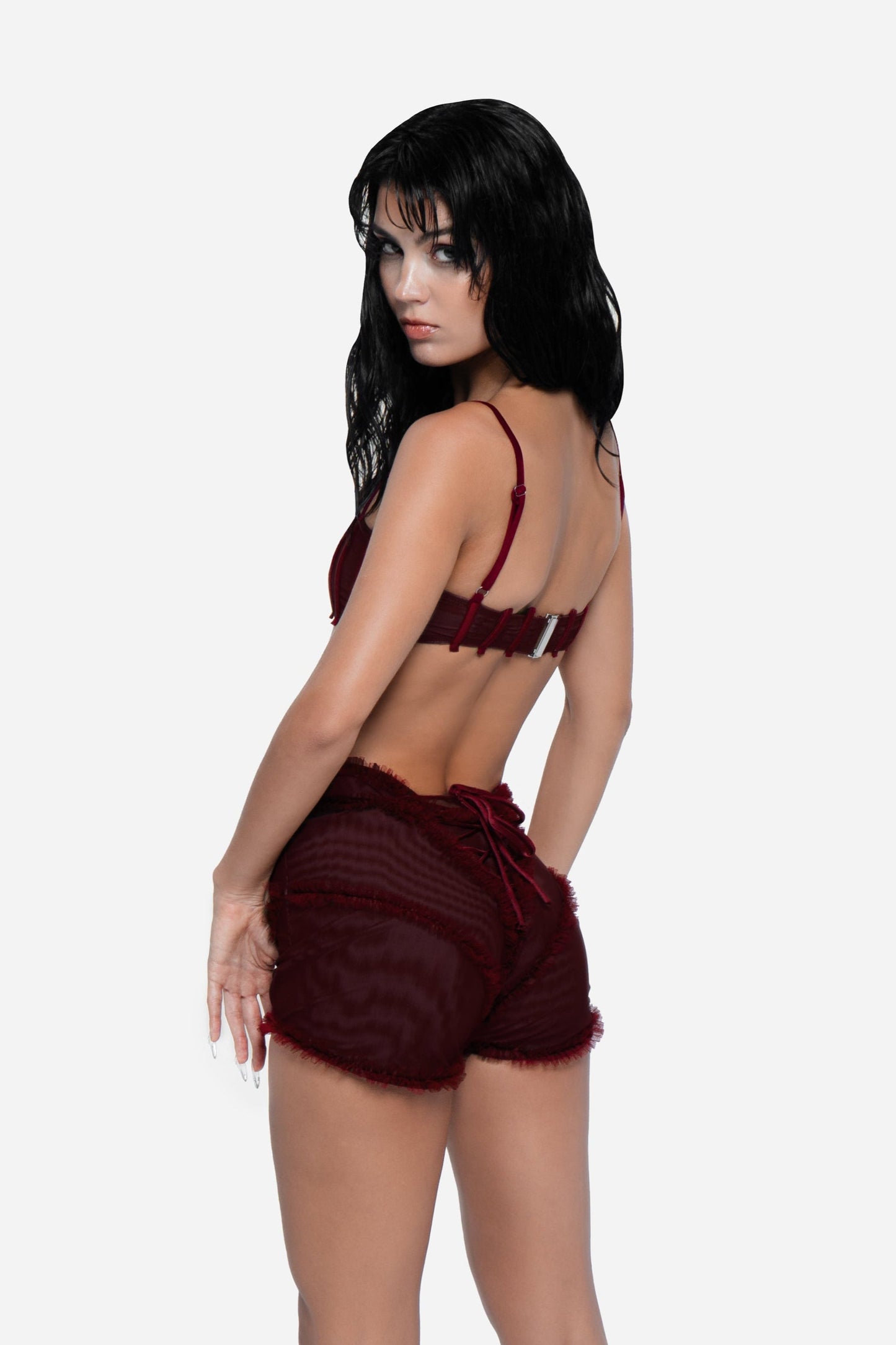 Undisclosed Desires Hot Pants Wine Red