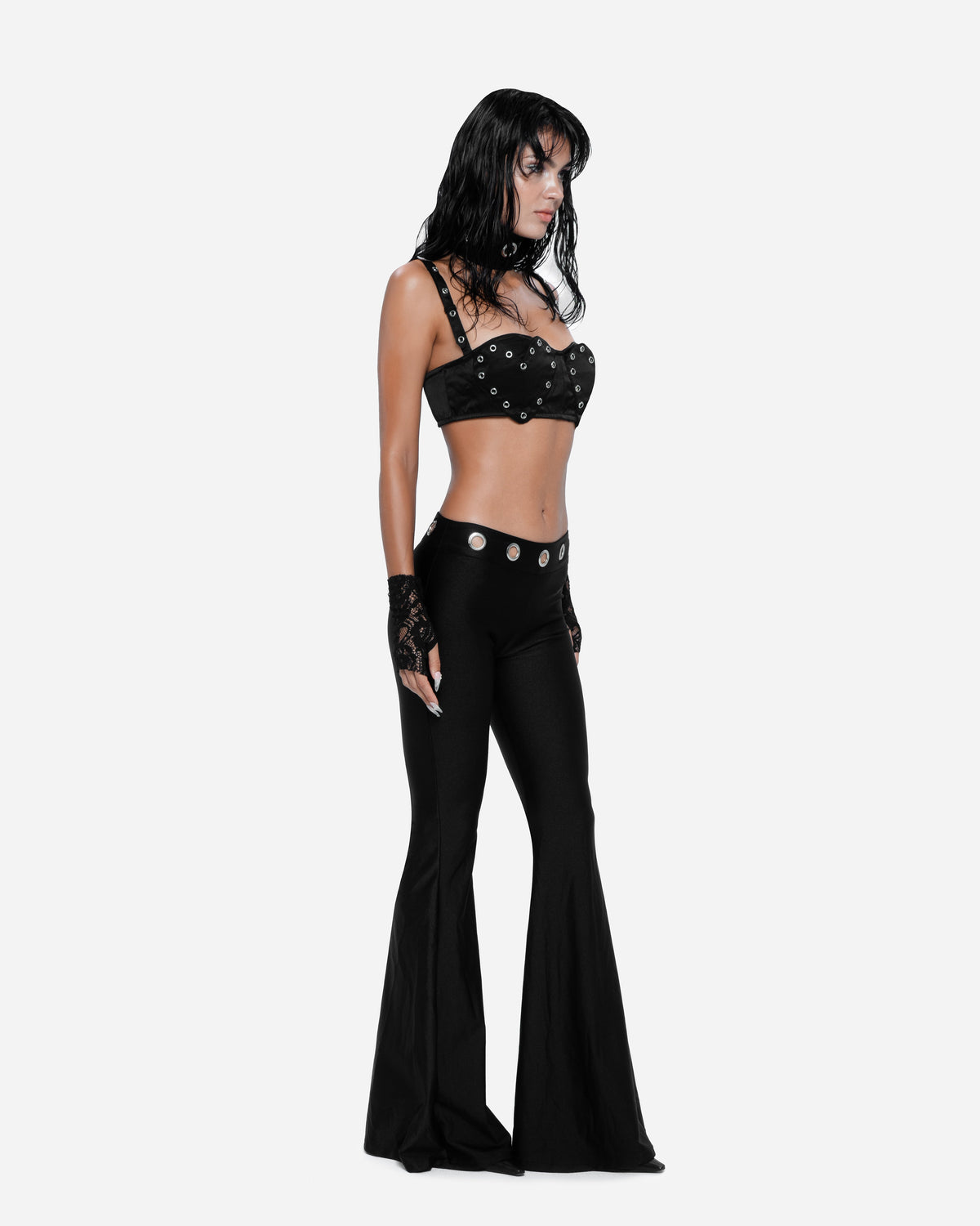 Eyelet Pants Black